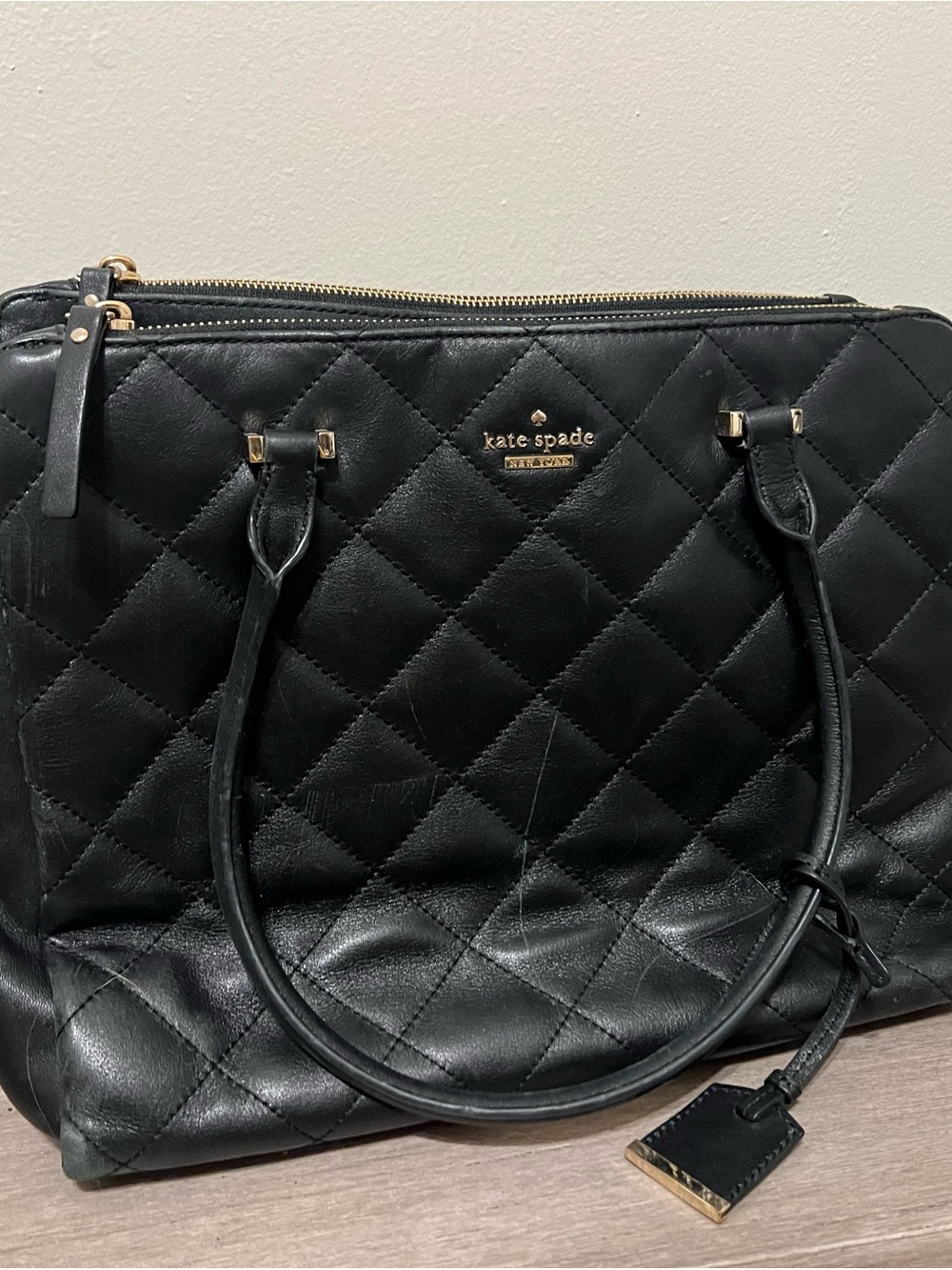 kate spade Black Quilted Leather Bag with Gold Hardware